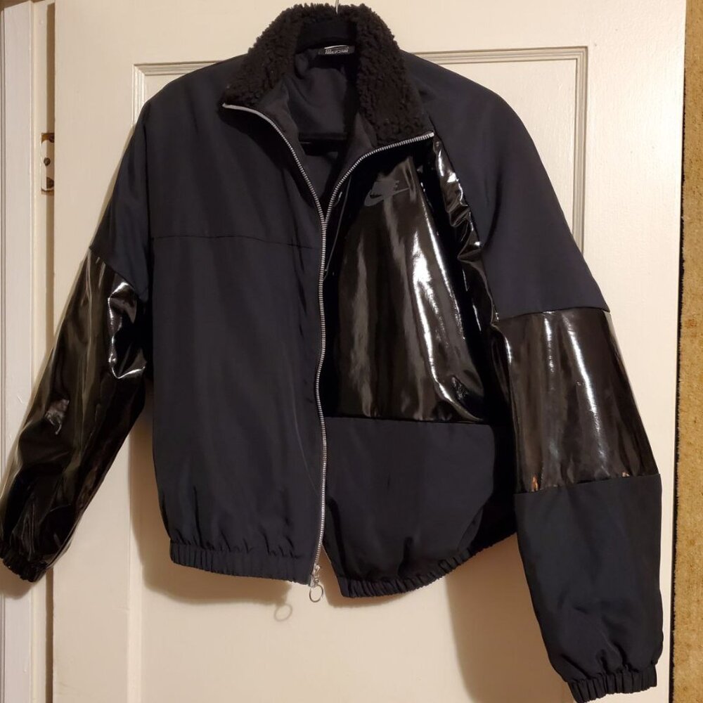 Nike mixed-media black winter bomber jacket